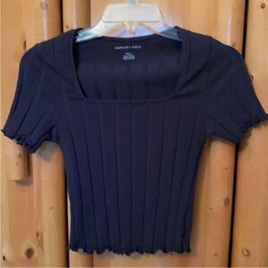 American Eagle Outfitters Black Ribbed Crop Top